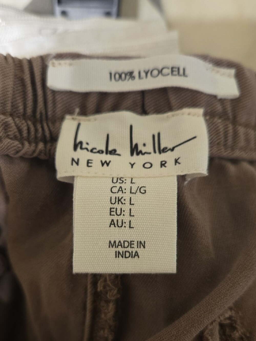 Nicole Miller Taupe Drawstring Elastic Waist Pants - Picture 2 of 9